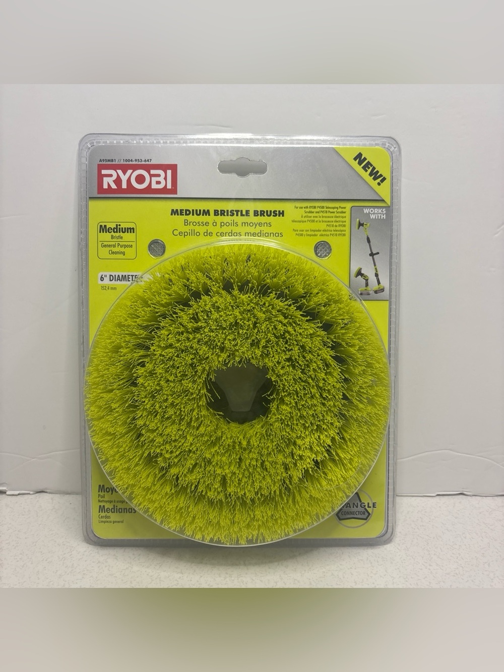 RYOBI 6 in. Medium Bristle Brush Accessory for Ryobi P4500, P4510 Scrubber Tools